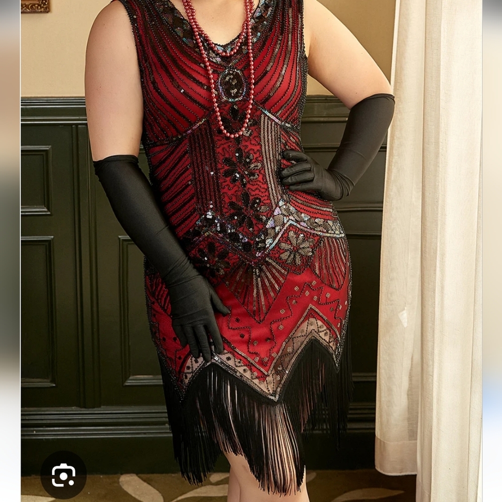 Unique Vintage Sequin And  Beaded Flapper Dress Size 4XL